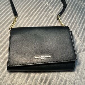 Karl Lagerfeld Black Crossbody with Gold Chain